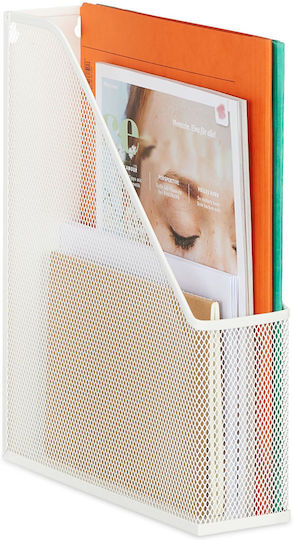 Relaxdays Bürobedarf Halter Vertikaler Organizer Weiß 31,5x7x25cm