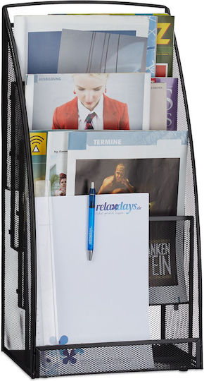 Relaxdays Metal Mesh Magazine Holder Black 60x22x30 Cm