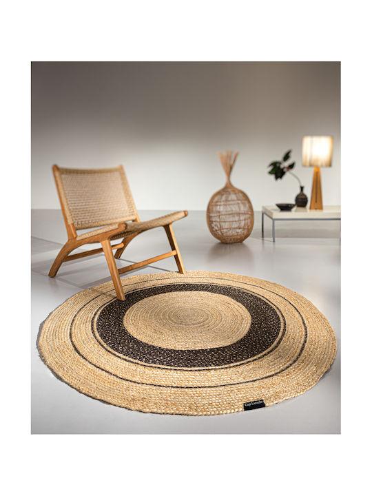 Guy Laroche Majestic Round Summer Rug Made of Jute Choco Φ150cm