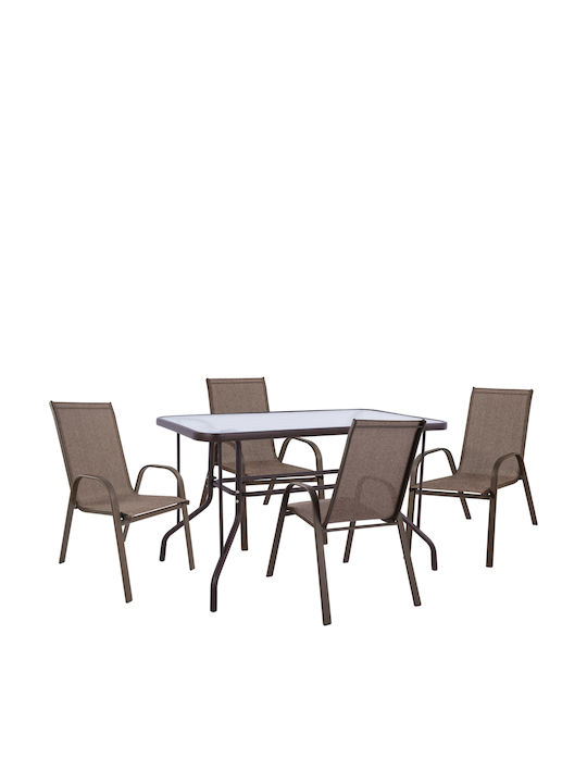 Adam 5 Pieces Outdoor Dining Room Set Brown