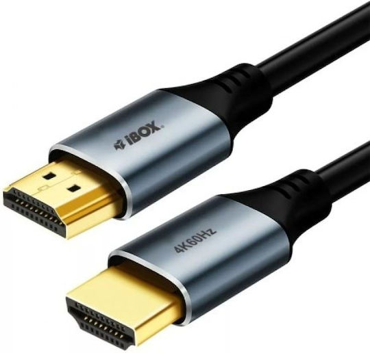 iBox HDMI 2.0 Premium High Speed 4K 60Hz HDR Cable HDMI male - HDMI male 2m Μαύρο