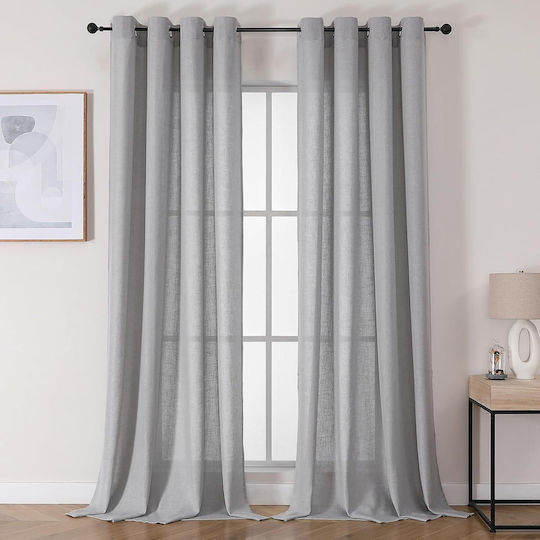 Joydeco Σετ Κουρτίνες Συσκότισης με Τρουκς Gray 140x260εκ.