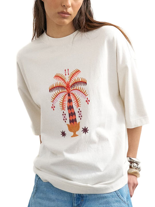 Topshop Damen Oversized T-shirt Ecru- Rot- Beige