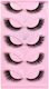 5 Pairs Set Pink Fox Full-length Fox-eye False Lashes Cat-eye Voluminous Curly Realistic Lashes Fox-style Kz09