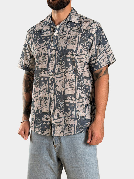 Short Sleeve Cotton Shirt Blue