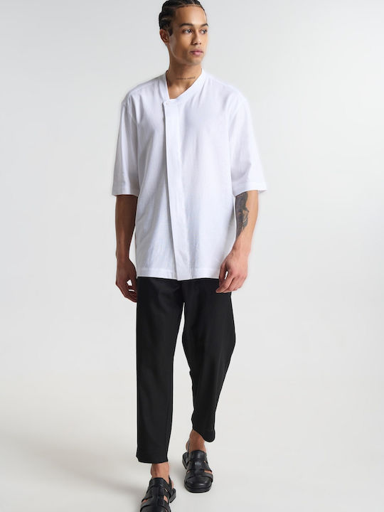 P/Coc Short Sleeve Linen Shirt in Wide Fit White