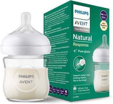 Philips Γυάλινο Μπιμπερό Natural Response Κατά των Κολικών με Θηλή Σιλικόνης για 0+ μηνών 120ml