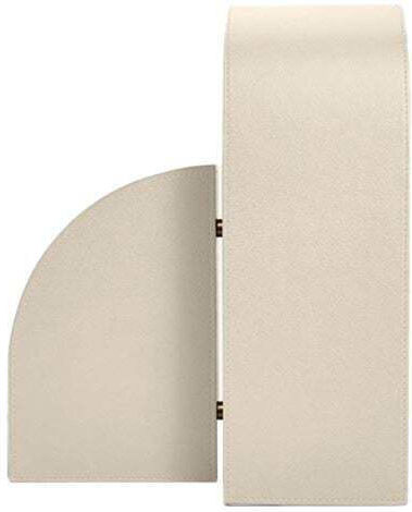 Assouline Leather Book End Holder Beige Cubist Pebbled Leather Stone Left 11.2x25x30 Cm