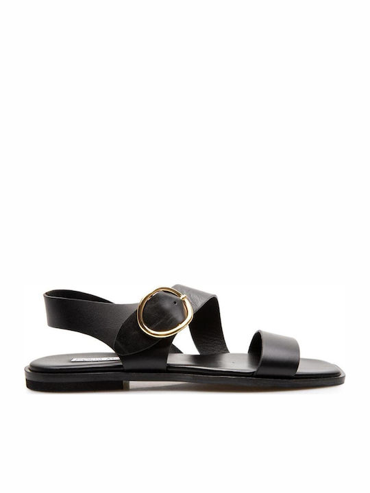 Leather Women's Flat Sandals Black