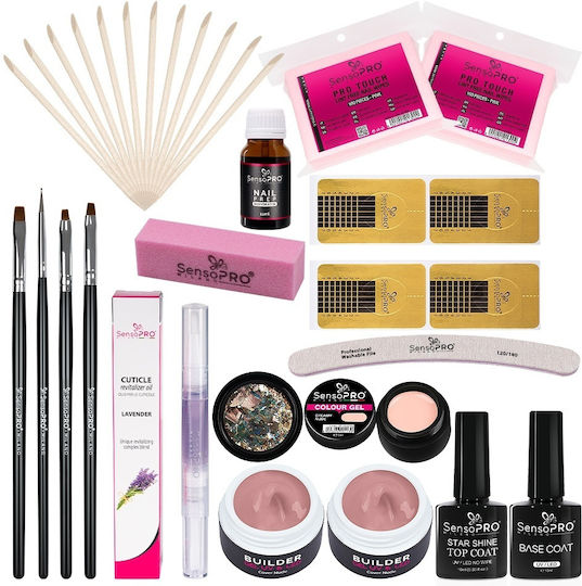 Sensopro Milano Kit Gel Unghii Fără Lampă UV Promoție 25 Set Cadou 4 Pensule