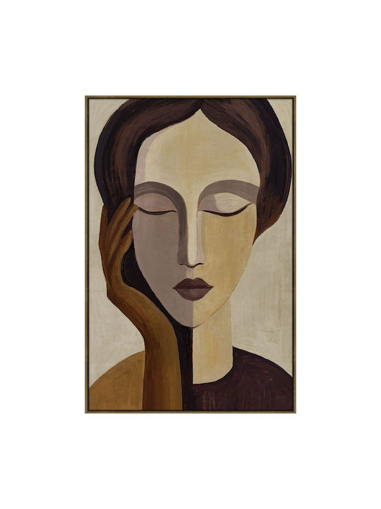 Sonar Lady Decorative Painting Frame 80x120x4cm Canvas Beige Multicolor Wood Natural C543122