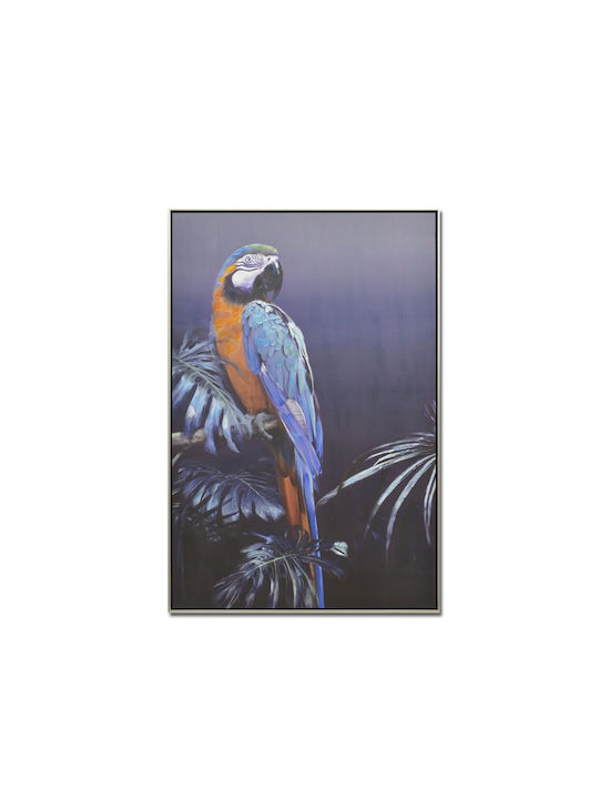 Blue Parrot Decorative Painting 82x122x5cm Canvas Multicolor Wood C542899
