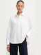 Long Sleeve Women's Denim Shirt White
