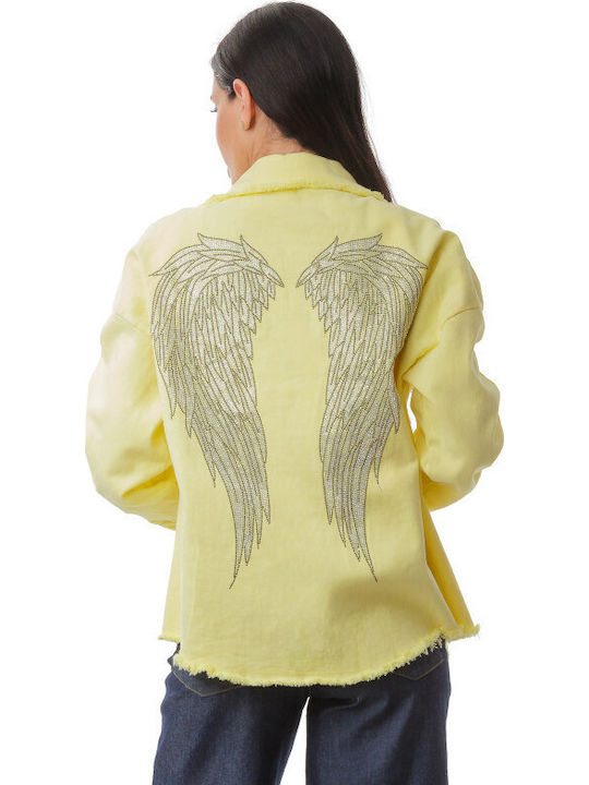 Silia D Damen Jean Jacke Gelb