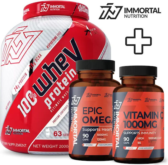 Immortal Bundle Whey Protein 2000gr + Epic Omega 3 90 Softgels + Vitamin C 1000 90 Caps Unflavoured