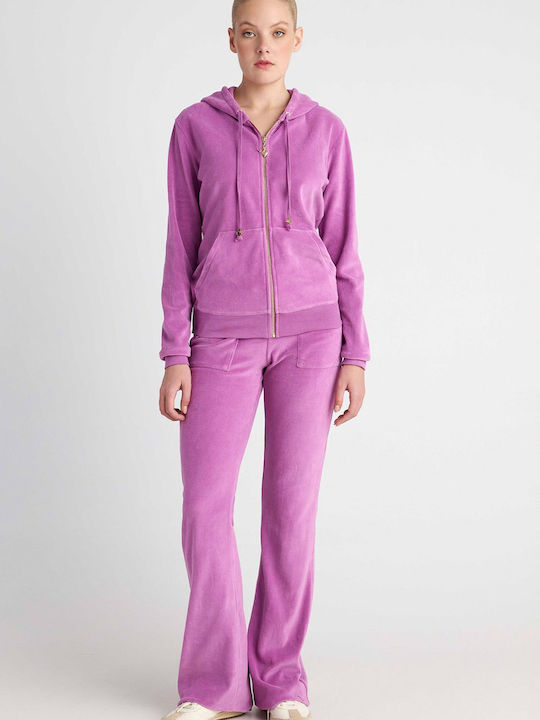SugarFree Flared Velvet Sweatpants Pink
