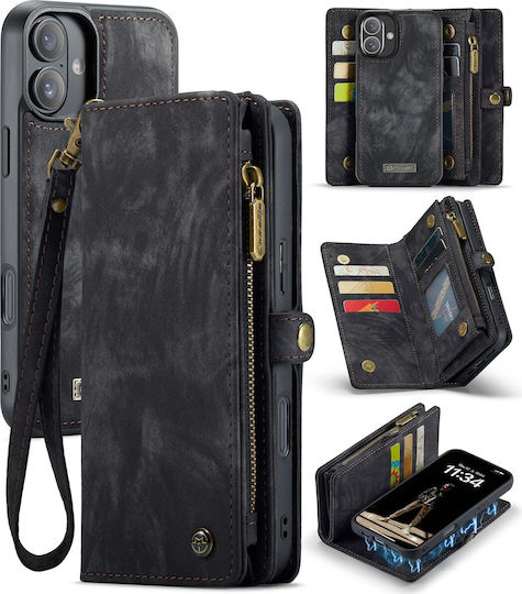Caseme Wallet Silicone / Synthetic Leather Black (iPhone 16)