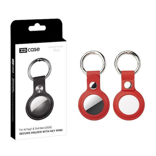 Xdcase Leather Case for AirTag in Red Colour