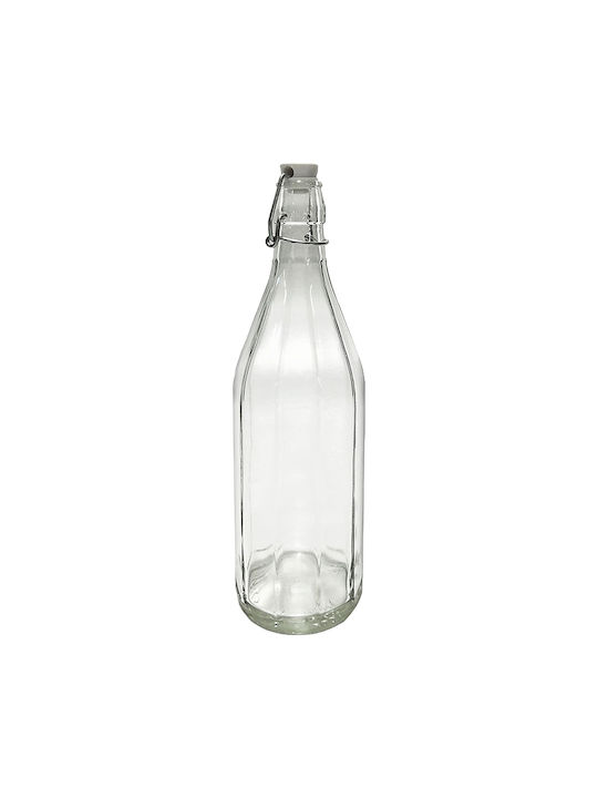 ArteLibre Glass Water Bottle with Screw Lid Transparent 1000ml