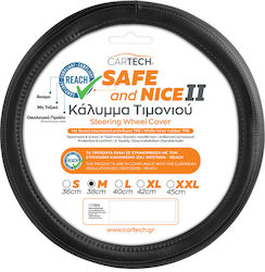 Cartech Car Steering Wheel Cover Leather White With White Seam