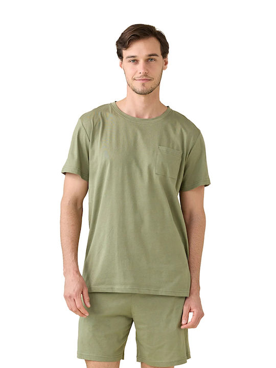 Noidinotte Sommer Herrenpyjama Baumwoll Robe Grün