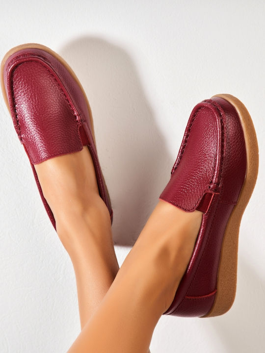 Botinelli Mocasini Dama Din Piele Burgundy