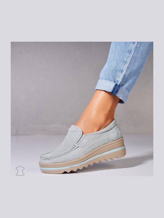 Botinelli Leather Women's Moccasins In Blue Color