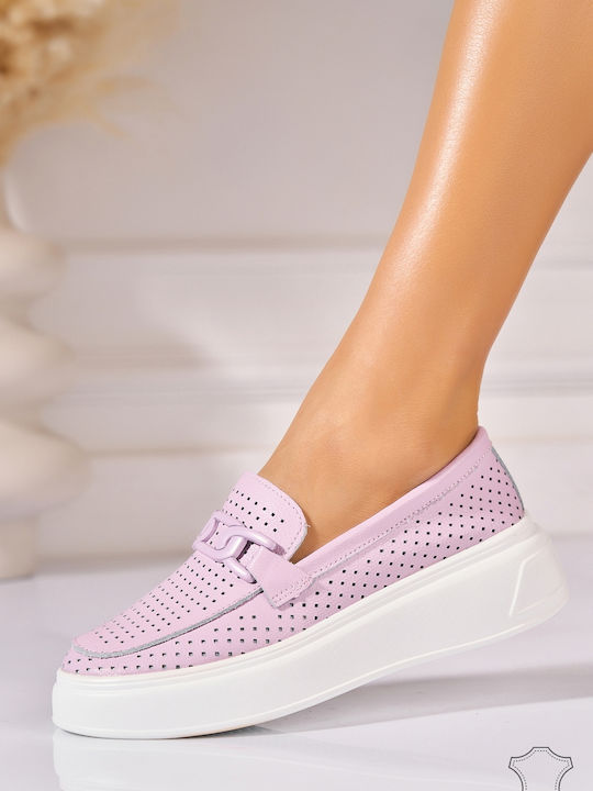Botinelli Leder Damen Mokassins in Lila Farbe