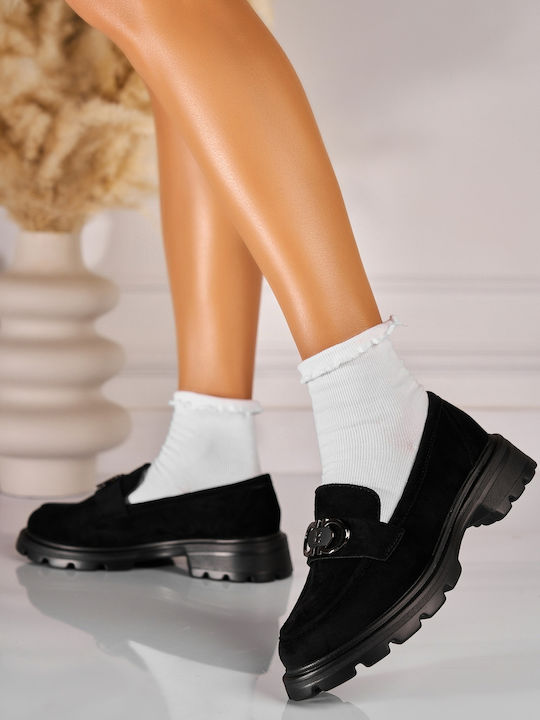 Ladystar Mocasini Dama Din Piele În Culoare Neagră