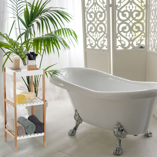 Relaxdays Επιδαπέδια Ραφιέρα Μπάνιου Bamboo 72x30x29cm Λευκή