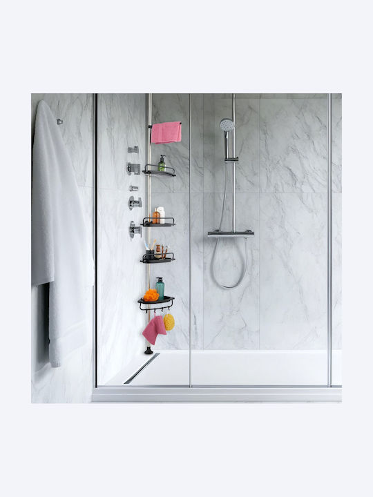 Relaxdays Floor Wall Mounted Bathroom Shelf Metallic 99x33x21cm Black
