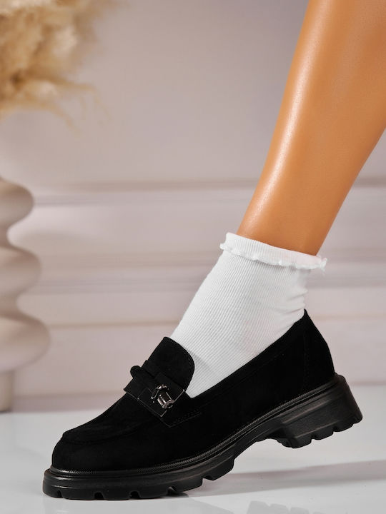 Ladystar Mocasini Dama Din Piele În Culoare Neagră