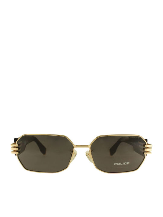 Police Unisex Sunglasses with Gold Frame and Black Mirror Lens SPLU79 0300