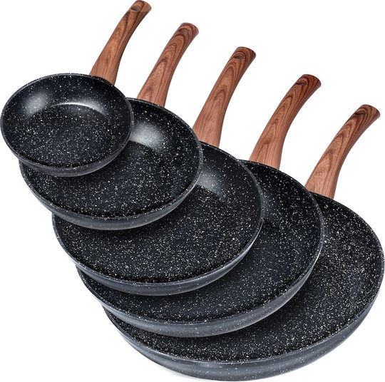 Vilde Set de Tigăi din Aluminiu Black&Wood cu Acoperire Antiaderentă 5 Vase