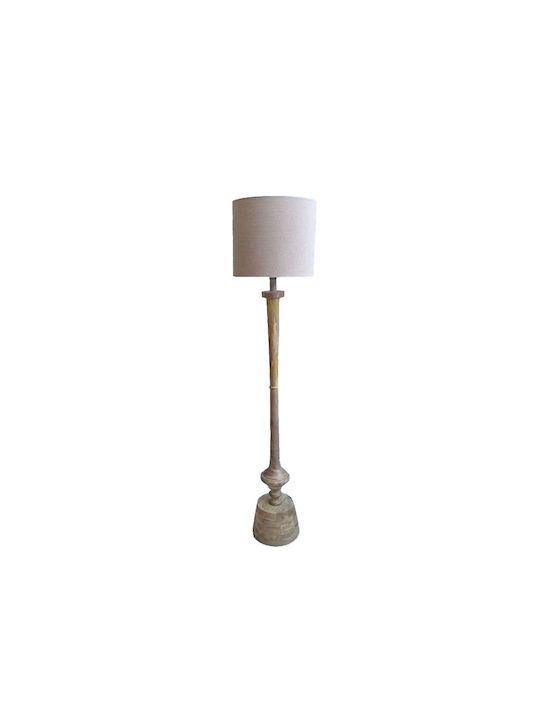 Rene Stehlampe 35x35x161cm Holz Natur Stoff Beige Rene Stehlampe 35x35x161cm Holz Natur Stoff Beige