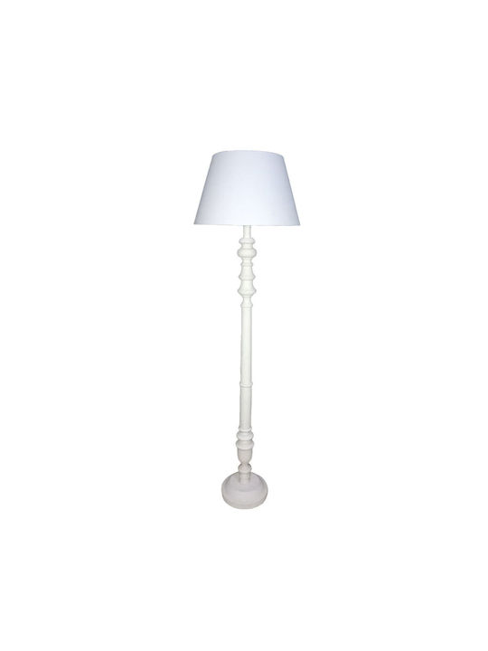 Victorien Stehlampe 28x45x163cm Holz Weiß Stoff Weiß Victorien Stehlampe 28x45x163cm Holz Weiß Stoff Weiß