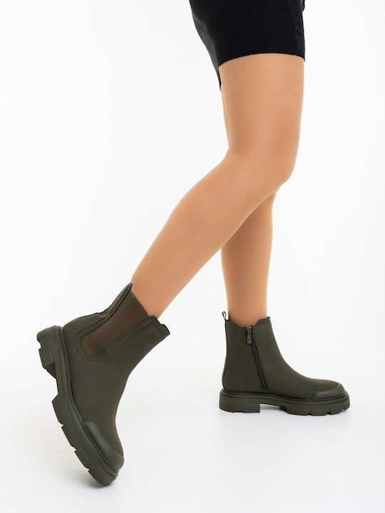 Women's Ankle Boots with Platform Green
