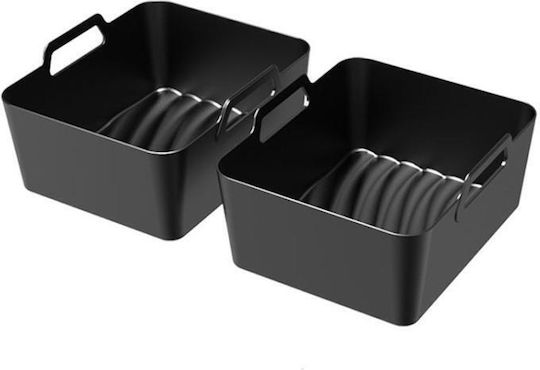 Silicone Liners Air Fryer 2 1 Ninja Foodi Dual Af500 Dz071 Reusable Rectangular Baking Tray Handles Black