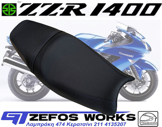 Kawasaki Zzr 1400 Anti-Slip Seat Cover Blue Stitching