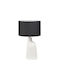 Liberta Plastic Table Lamp with Black Shade and White Base