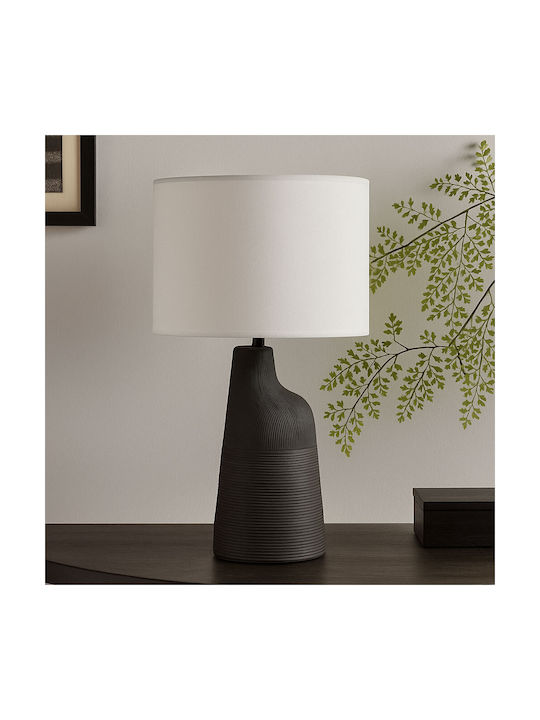 Liberta Plastic Table Lamp with White Shade and Black Base