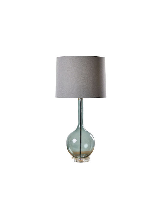 Liberta Crystal Table Lamp with Gray Shade and Transparent Base