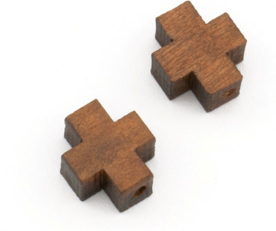 Cruce Din Lemn 9.8x11.3mm Ø2mm Maro Pachet 45 Bucăți