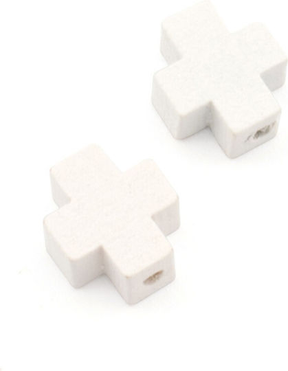Wooden Cross 9.8x11.3mm Ø2mm White Packaging 45 Pieces