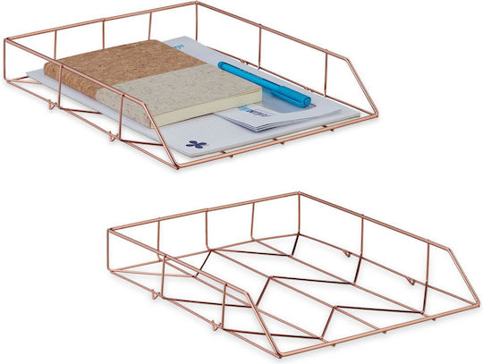 Office Item Holders Relaxdays Set 2 Document Organizers Rose Gold 5.5x31.5x26 Cm