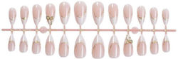 24 Pieces French Nails Press-on Almond Design Gold Bow False Nails Marble Design Gold Wire Glossy Medium Length Nail Glue Dm-283