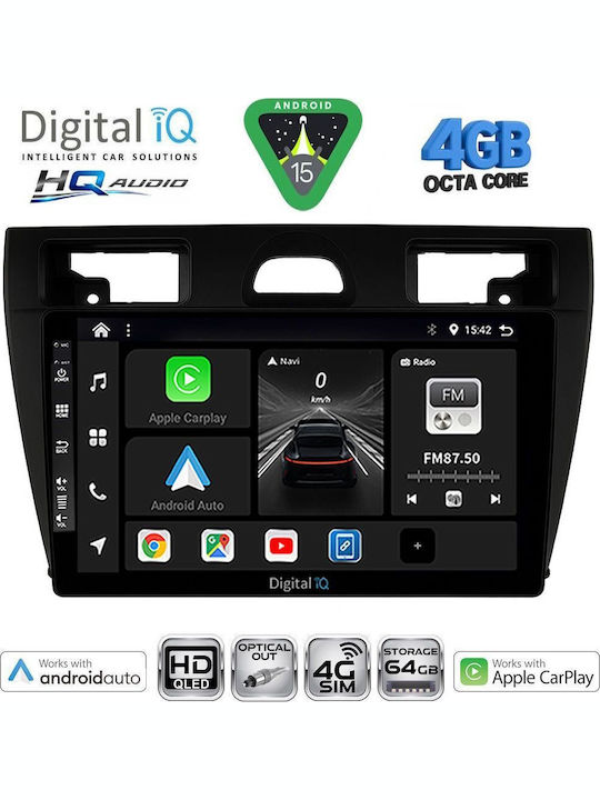 Digital IQ Car Audio System for Ford Fiesta 2005-2008 (Bluetooth/USB/WiFi/GPS/Apple CarPlay/Android Auto) with 9" Touch Screen