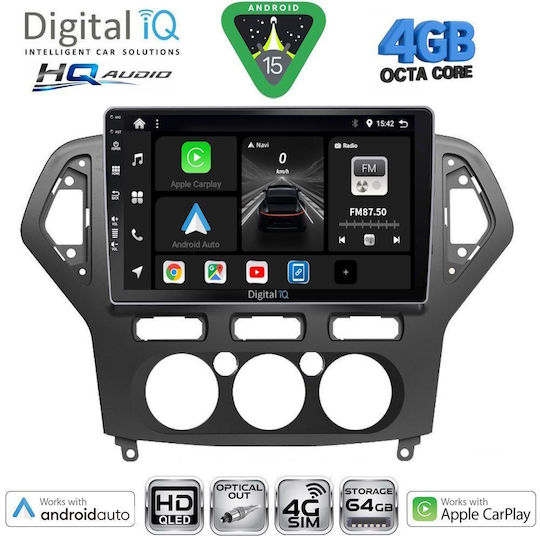 Digital IQ Car Audio System for Ford Mondeo 2007-2011 with A/C Bluetooth USB WiFi GPS Apple CarPlay Android Auto with 10" Touch Screen