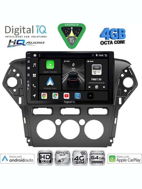 Digital IQ Car Audio System for Ford Mondeo 2011-2013 with A/C (Bluetooth/USB/WiFi/GPS/Apple CarPlay/Android Auto) with 10" Touch Screen