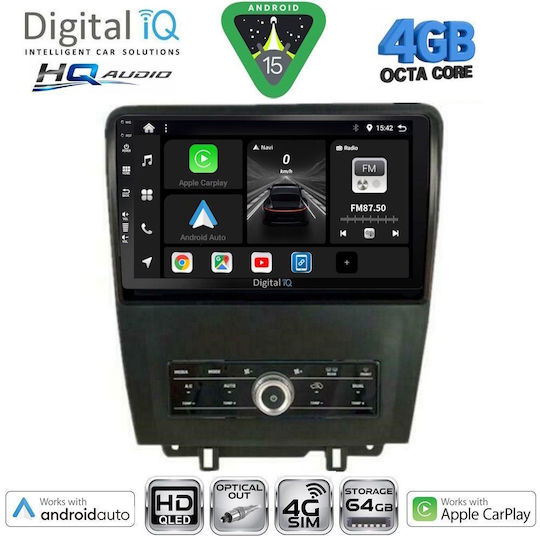 Digital IQ Ηχοσύστημα Αυτοκινήτου για Ford Mustang 2010-2015 (Bluetooth/USB/WiFi/GPS/Apple-Carplay/Android-Auto) με Οθόνη Αφής 9"